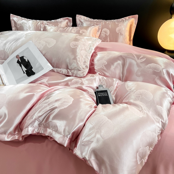 91家纺网 家纺一手货源 找家纺 莱欧纳家纺 2025新款轻奢欧式提花四件套 一叶知秋