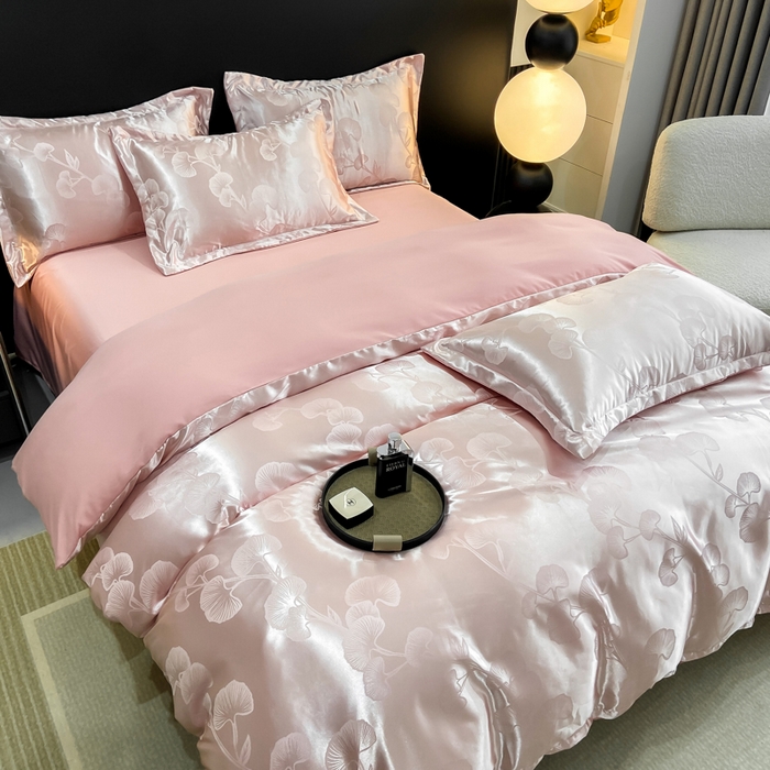 91家纺网 家纺一手货源 找家纺 莱欧纳家纺 2025新款轻奢欧式提花四件套 一叶知秋