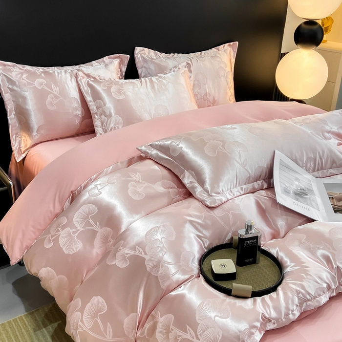 91家纺网 家纺一手货源 找家纺 莱欧纳家纺 2025新款轻奢欧式提花四件套 一叶知秋