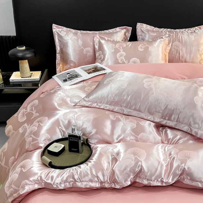 91家纺网 家纺一手货源 找家纺 莱欧纳家纺 2025新款轻奢欧式提花四件套 一叶知秋