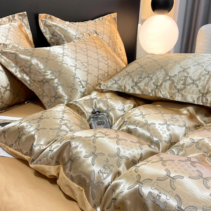 91家纺网 家纺一手货源 找家纺 莱欧纳家纺 2025新款轻奢欧式提花四件套 尊贵乐章