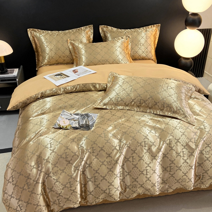 91家纺网 家纺一手货源 找家纺 莱欧纳家纺 2025新款轻奢欧式提花四件套 尊贵乐章