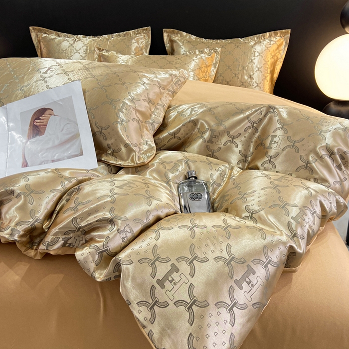 91家纺网 家纺一手货源 找家纺 莱欧纳家纺 2025新款轻奢欧式提花四件套 尊贵乐章