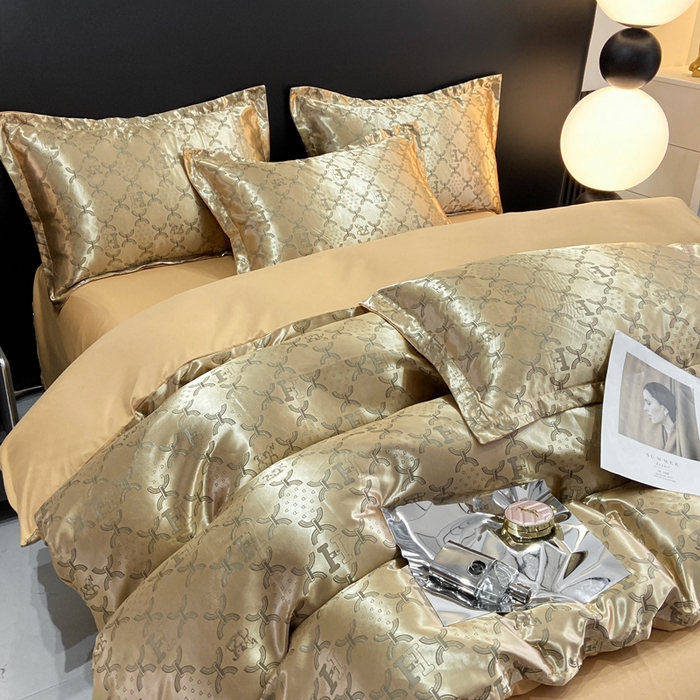 91家纺网 家纺一手货源 找家纺 莱欧纳家纺 2025新款轻奢欧式提花四件套 尊贵乐章