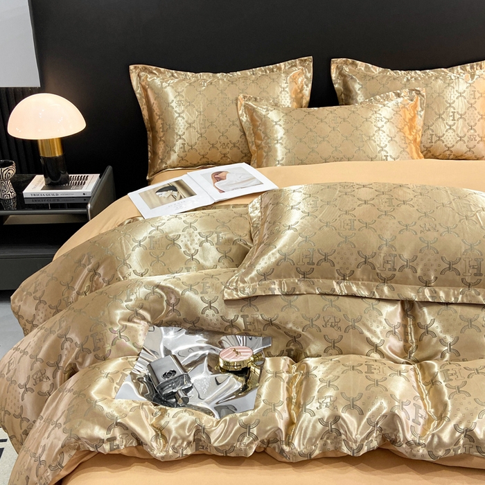 91家纺网 家纺一手货源 找家纺 莱欧纳家纺 2025新款轻奢欧式提花四件套 尊贵乐章