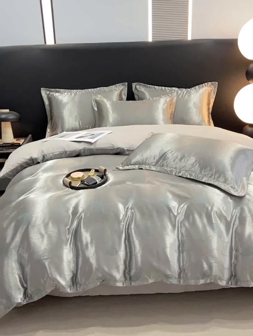 91家纺网 家纺一手货源 找家纺 莱欧纳家纺 2025新款轻奢欧式提花四件套 本初-灰