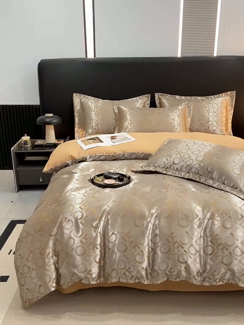 91家纺网 家纺一手货源 找家纺 莱欧纳家纺 2025新款轻奢欧式提花四件套 蒂法尼的清晨-咖