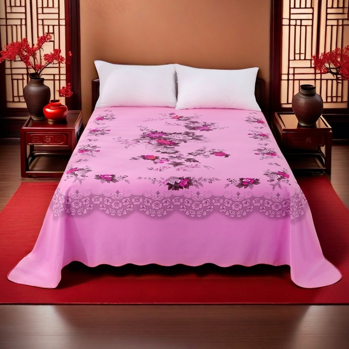居美良品 2025新款老式国民床单花边款 牡丹花边款-粉色