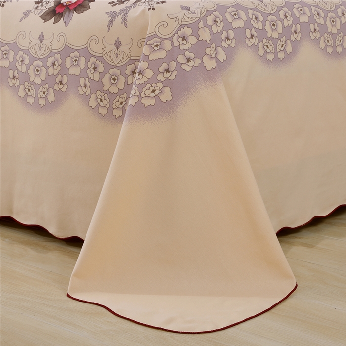 91家纺网 家纺一手货源 找家纺 居美良品 2025新款老式国民床单花边款 牡丹花边款-米黄