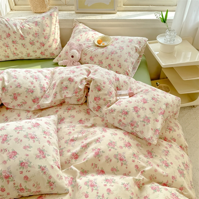 91家纺网 家纺一手货源 找家纺 多品家纺 2025春夏新款超柔云感水洗棉四件套 漫芙