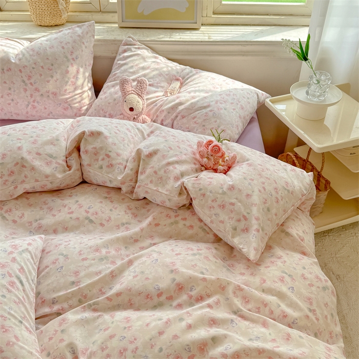 91家纺网 家纺一手货源 找家纺 多品家纺 2025春夏新款超柔云感水洗棉四件套 香颂