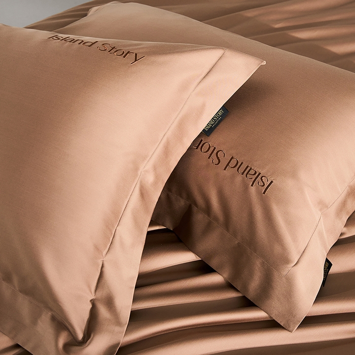 91家纺网 家纺一手货源 找家纺 轩和家居 2025新款LF80支超细旦天丝棉四件套 檀木棕