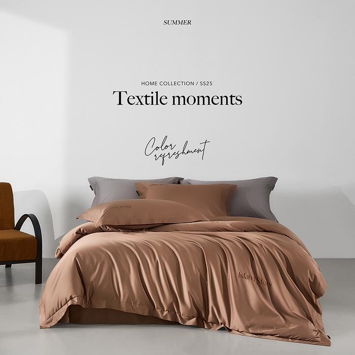 91家纺网 家纺一手货源 找家纺 轩和家居 2025新款LF80支超细旦天丝棉四件套 檀木棕