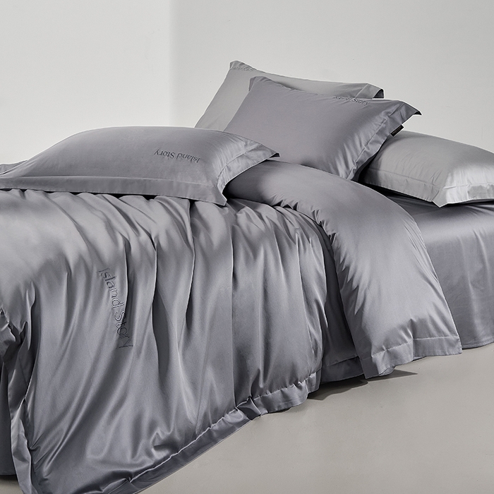 91家纺网 家纺一手货源 找家纺 轩和家居 2025新款LF80支超细旦天丝棉四件套 夜泊灰