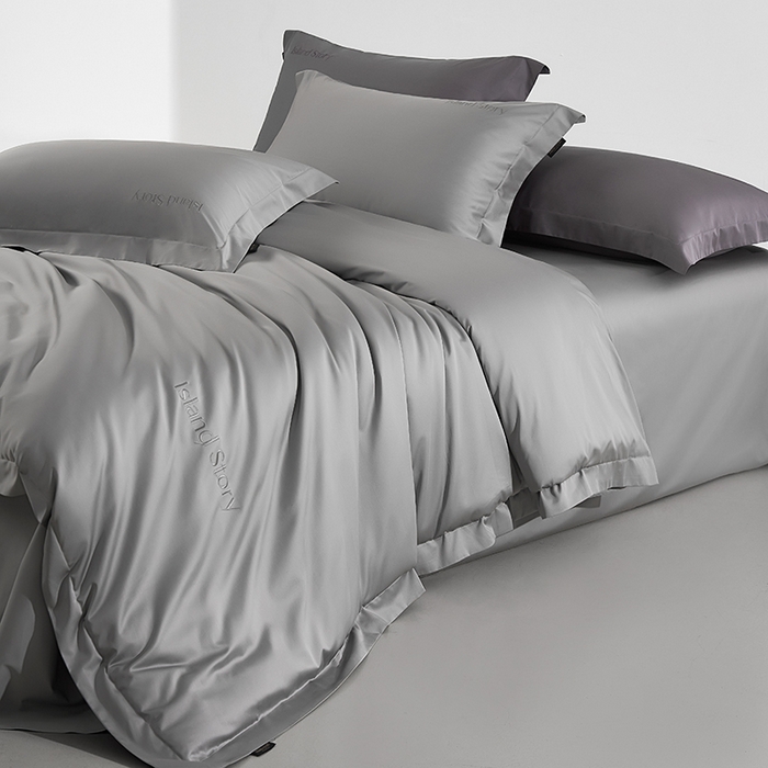 91家纺网 家纺一手货源 找家纺 轩和家居 2025新款LF80支超细旦天丝棉四件套 雾锻银