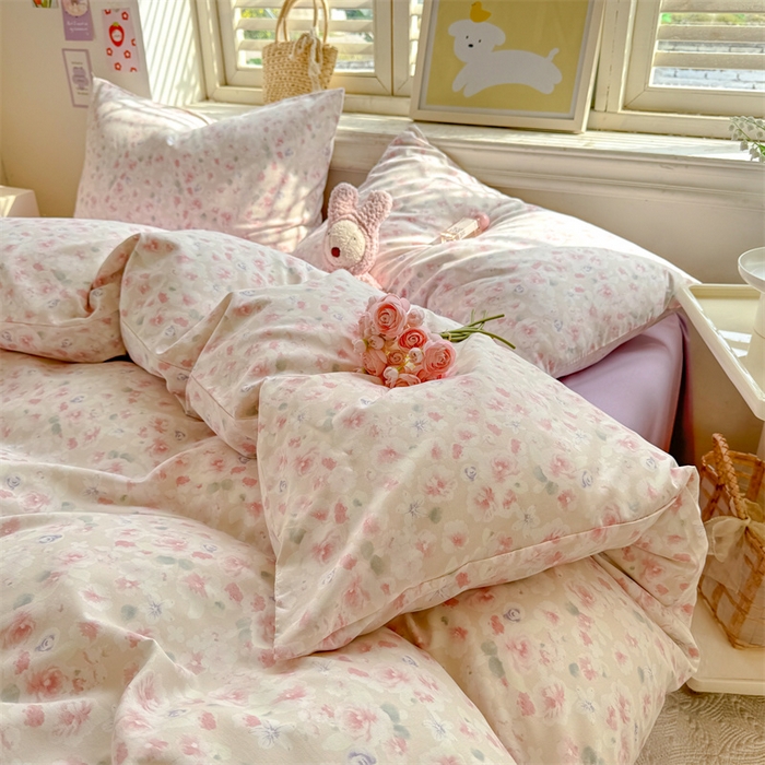 91家纺网 家纺一手货源 找家纺 多品家纺 2025春夏新款超柔云感水洗棉四件套 香颂