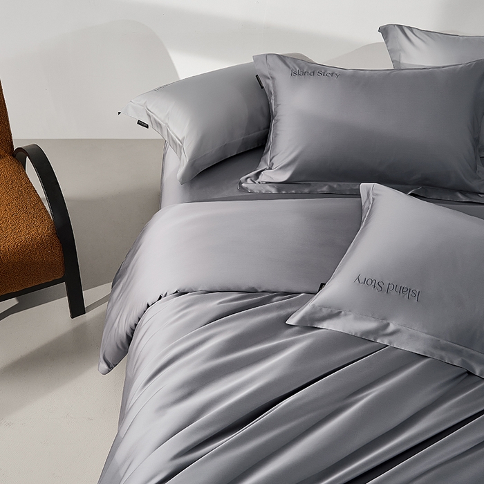 91家纺网 家纺一手货源 找家纺 轩和家居 2025新款LF80支超细旦天丝棉四件套 夜泊灰