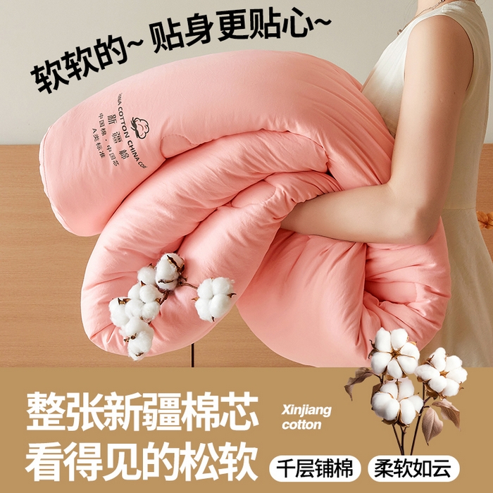 2025新款A类100%新疆棉花被被子被芯冬被春秋被夏被垫被空调被 浪漫粉（混合棉花）