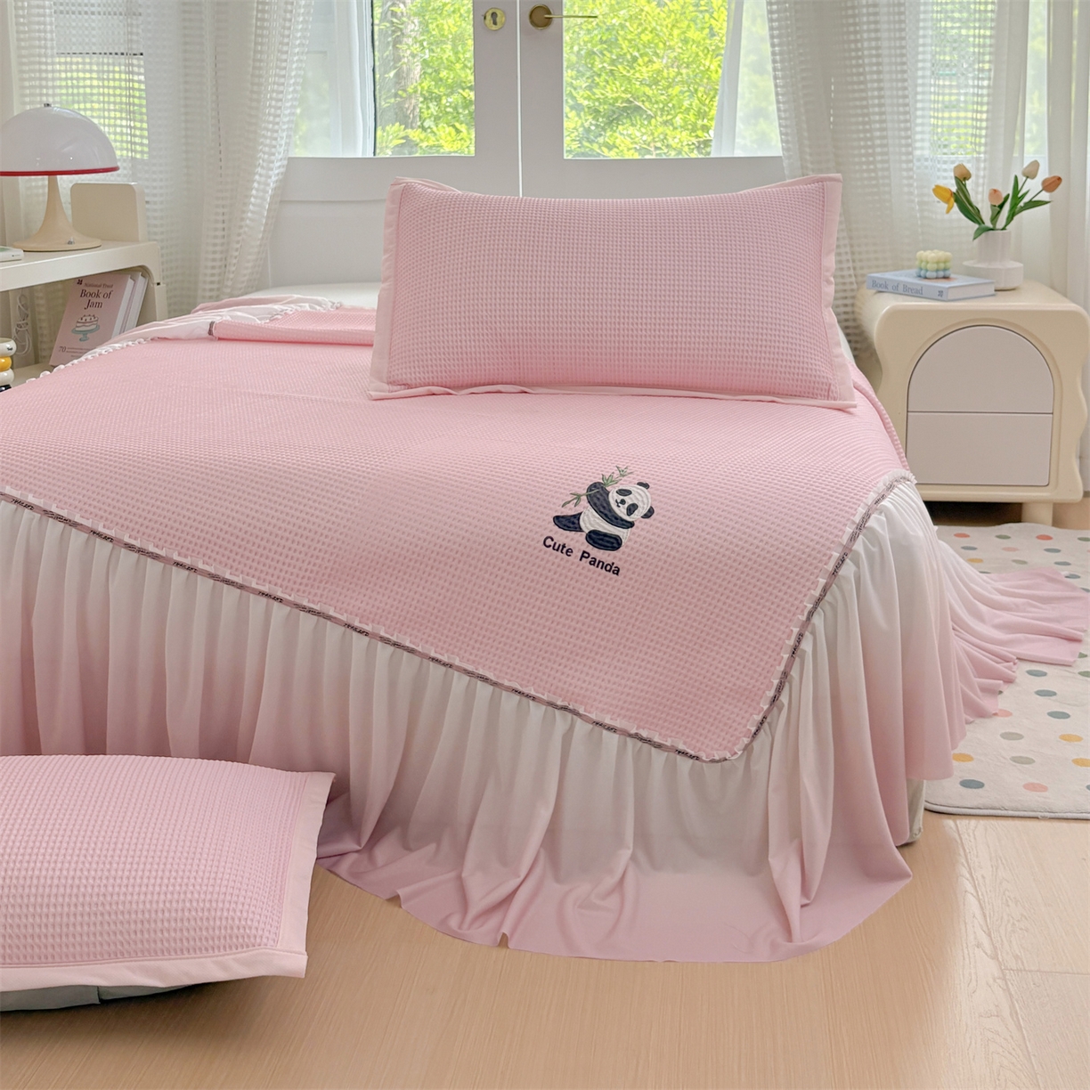 91家纺网 家纺一手货源 找家纺 （总）宜派家纺 2025新款高分子凉感丝床裙凉席三件套系列