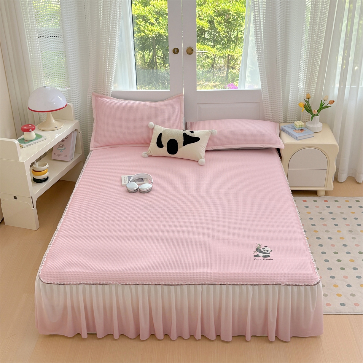 91家纺网 家纺一手货源 找家纺 （总）宜派家纺 2025新款高分子凉感丝床裙凉席三件套系列