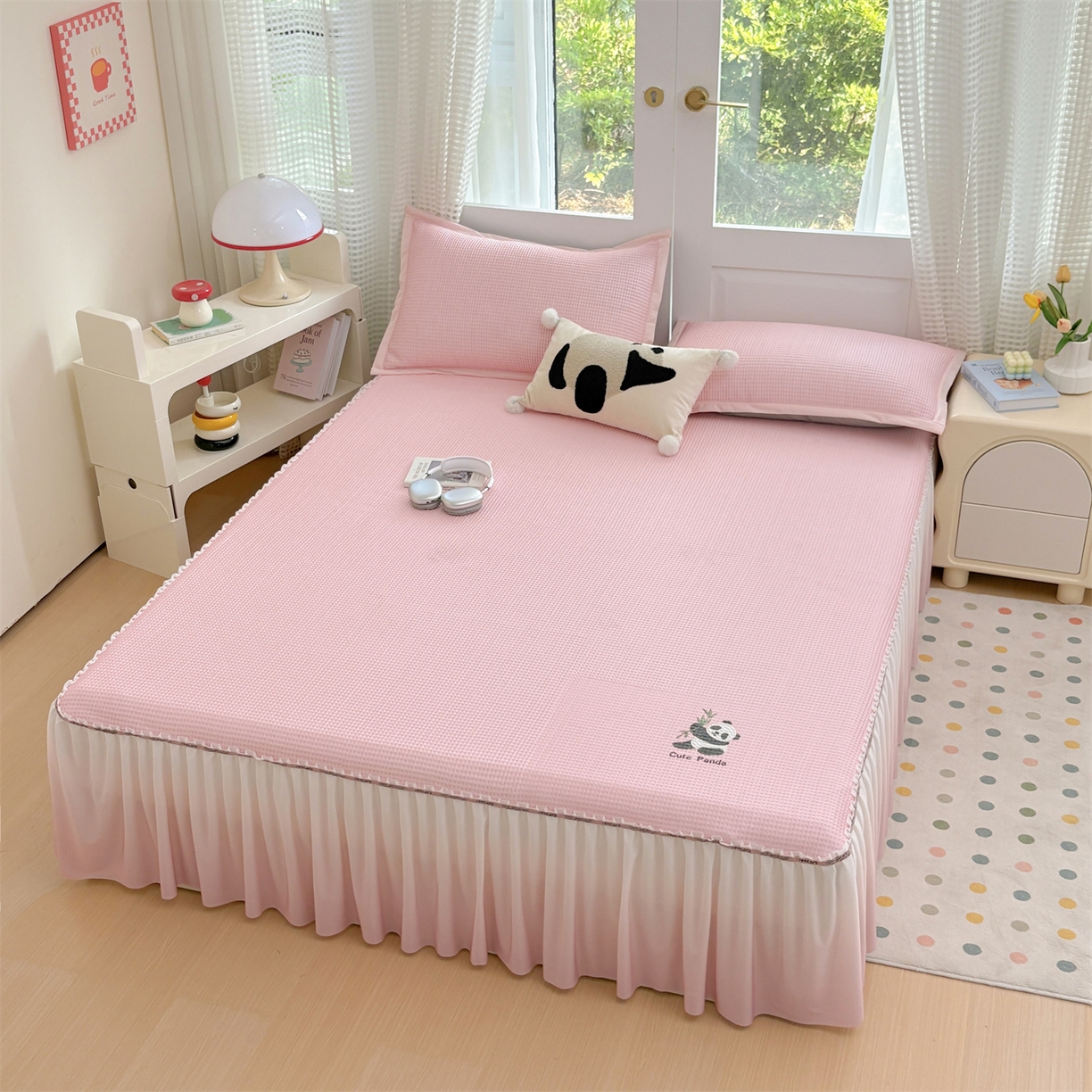 91家纺网 家纺一手货源 找家纺 （总）宜派家纺 2025新款高分子凉感丝床裙凉席三件套系列