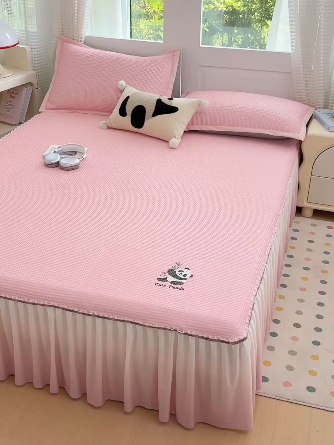 91家纺网 家纺一手货源 找家纺 （总）宜派家纺 2025新款高分子凉感丝床裙凉席三件套系列