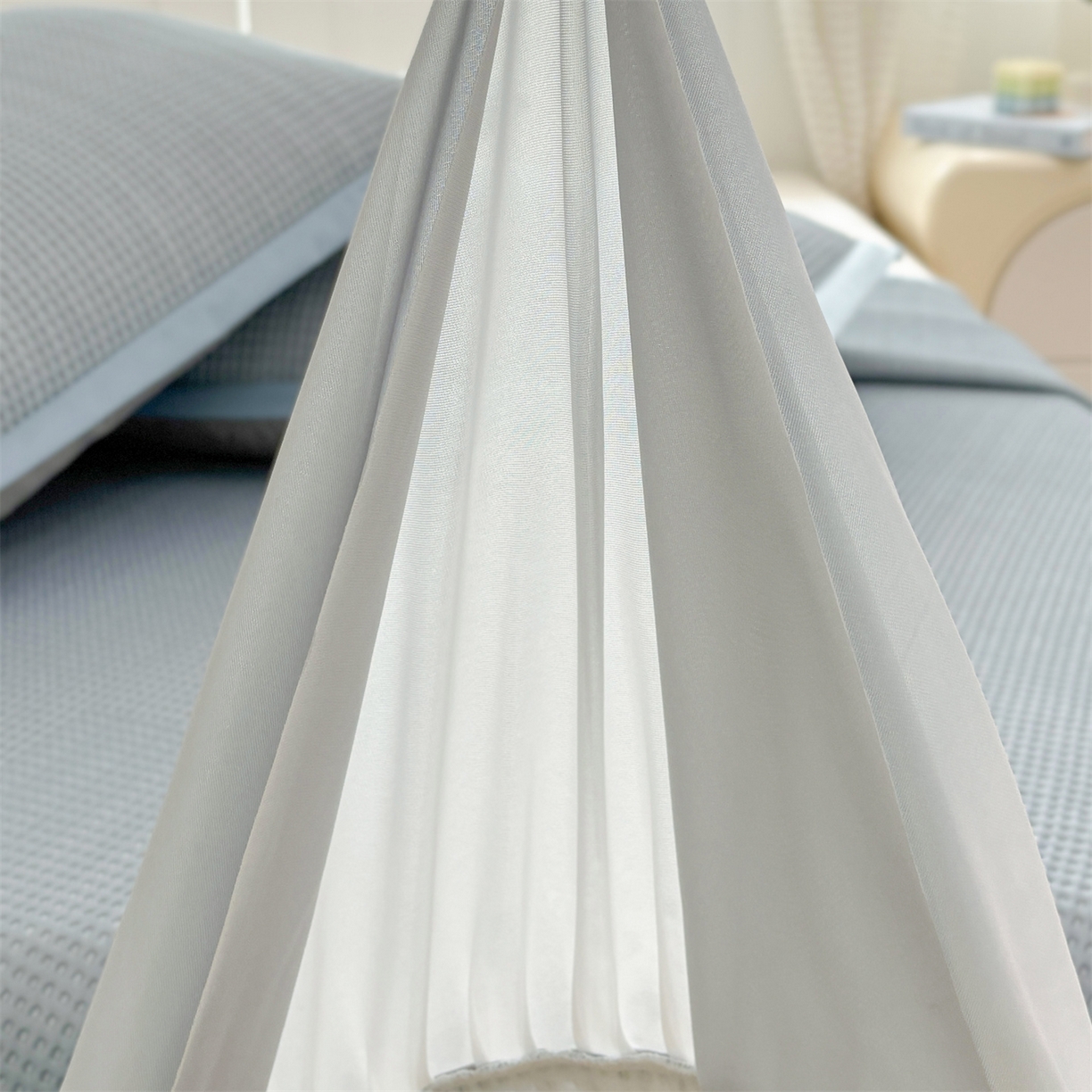 91家纺网 家纺一手货源 找家纺 宜派家纺 2025新款高分子凉感丝床裙凉席三件套系列 可爱熊-蓝 床裙款