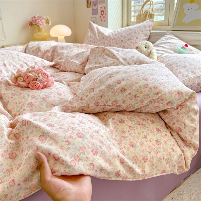 多品家纺 2025春夏新款超柔云感水洗棉四件套 春风觅影