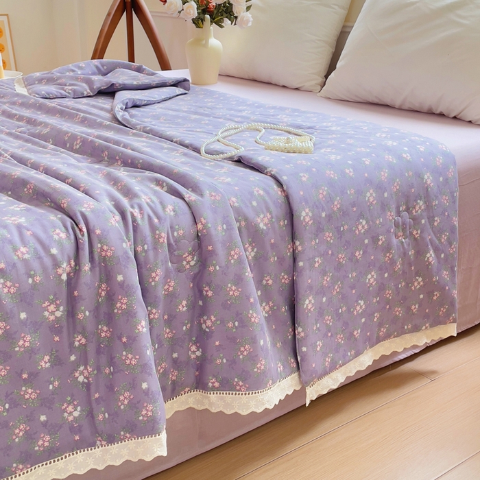 91家纺网 家纺一手货源 找家纺 集布 2025新款100%全棉双层纱花边款夏被夏凉被 梦华录