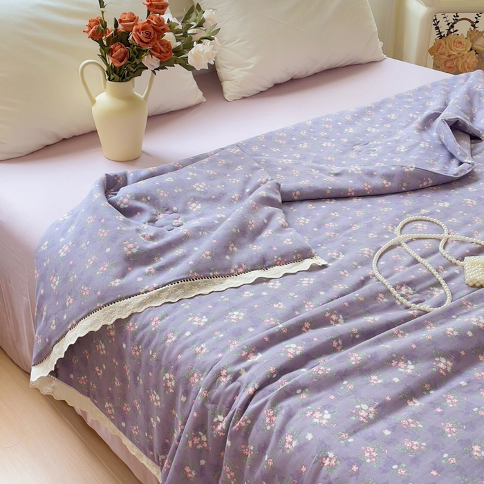 91家纺网 家纺一手货源 找家纺 集布 2025新款100%全棉双层纱花边款夏被夏凉被 梦华录