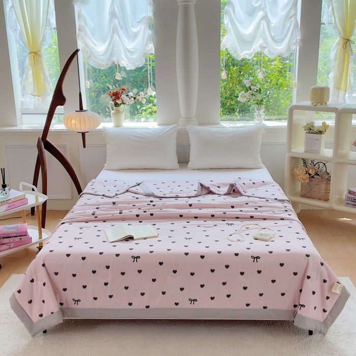 集布 2025新款100%全棉双层纱花边款夏被夏凉被 甜心