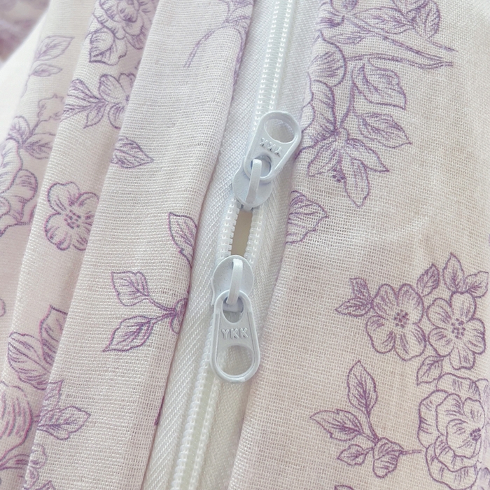 91家纺网 家纺一手货源 找家纺 集布 2025新款活性印染全棉双层纱四件套 素影繁花浅紫