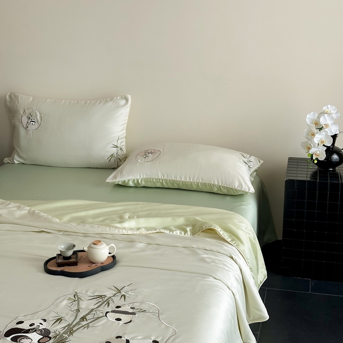 91家纺网 家纺一手货源 找家纺 （总）西西家居 2025春夏新款60支兰精天丝竹韵熊猫夏被夏凉被空调被