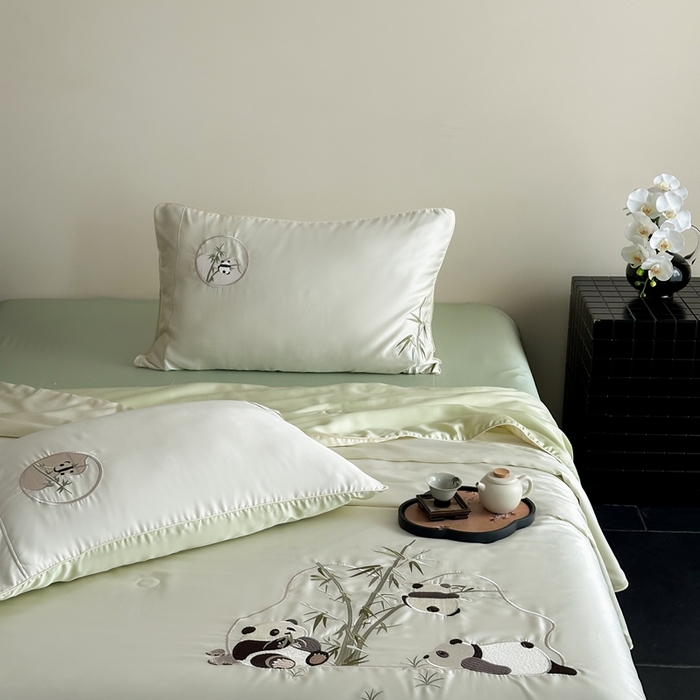 91家纺网 家纺一手货源 找家纺 （总）西西家居 2025春夏新款60支兰精天丝竹韵熊猫夏被夏凉被空调被