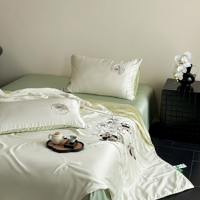 91家纺网 家纺一手货源 找家纺 （总）西西家居 2025春夏新款60支兰精天丝竹韵熊猫夏被夏凉被空调被