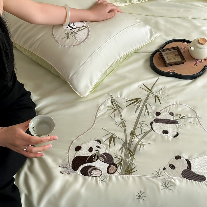 91家纺网 家纺一手货源 找家纺 （总）西西家居 2025春夏新款60支兰精天丝竹韵熊猫夏被夏凉被空调被