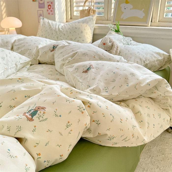 91家纺网 家纺一手货源 找家纺 多品家纺 2025春夏新款超柔云感水洗棉单被套 被套单件 叶雨兔