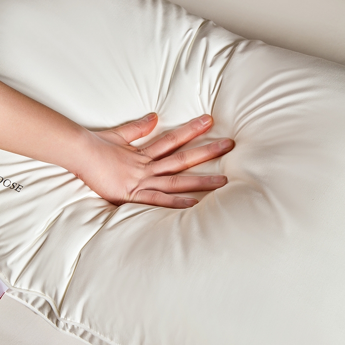 91家纺网 家纺一手货源 找家纺 静若居羽绒被壳 2025新款高端抗菌可水洗鹅绒枕头护颈枕助睡眠家用酒店高端羽绒软枕 低枕一对 48*74cm