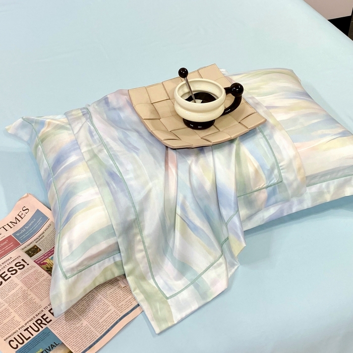 91家纺网 家纺一手货源 找家纺 （总）大麦乐田 2025新款数码印花一字绣宽边四件套