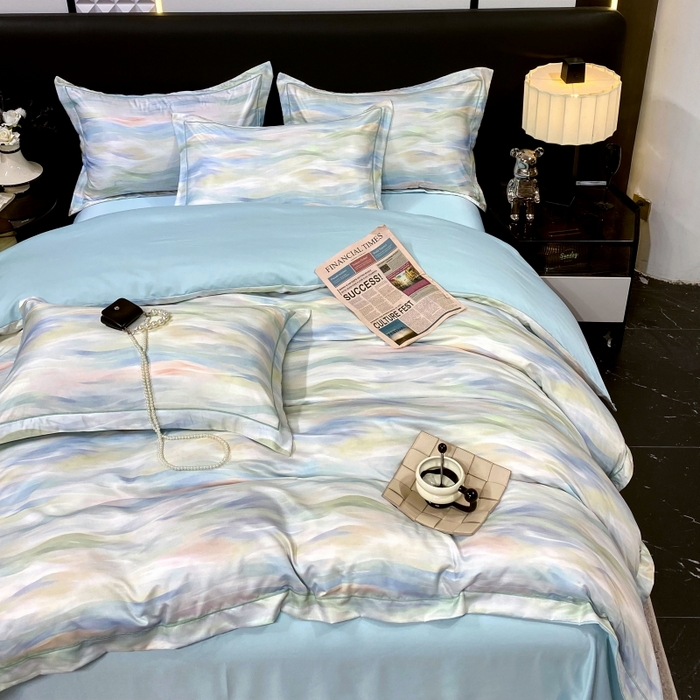 91家纺网 家纺一手货源 找家纺 （总）大麦乐田 2025新款数码印花一字绣宽边四件套