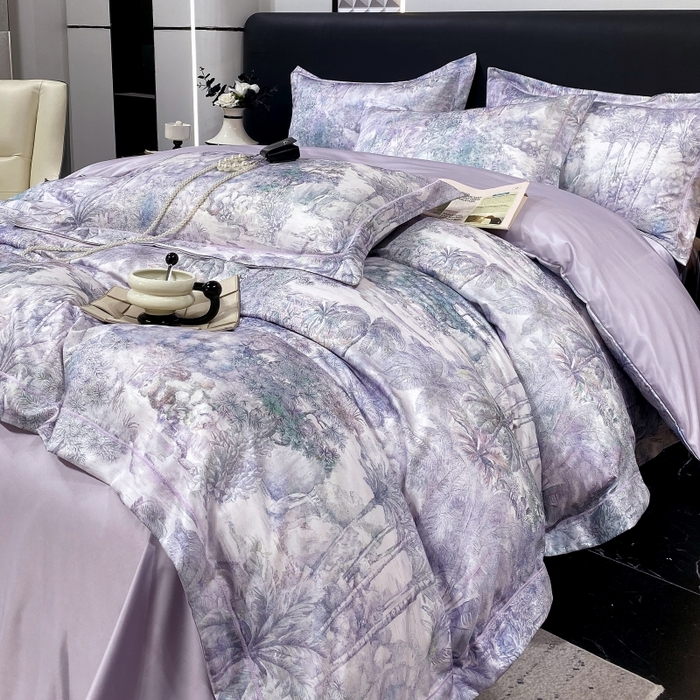 91家纺网 家纺一手货源 找家纺 （总）大麦乐田 2025新款数码印花一字绣宽边四件套