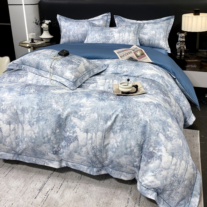 91家纺网 家纺一手货源 找家纺 大麦乐田 2025新款数码印花一字绣宽边四件套 梦境 兰