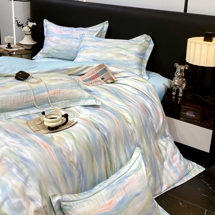 91家纺网 家纺一手货源 找家纺 （总）大麦乐田 2025新款数码印花一字绣宽边四件套