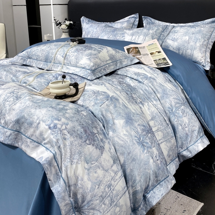 91家纺网 家纺一手货源 找家纺 大麦乐田 2025新款数码印花一字绣宽边四件套 梦境 兰