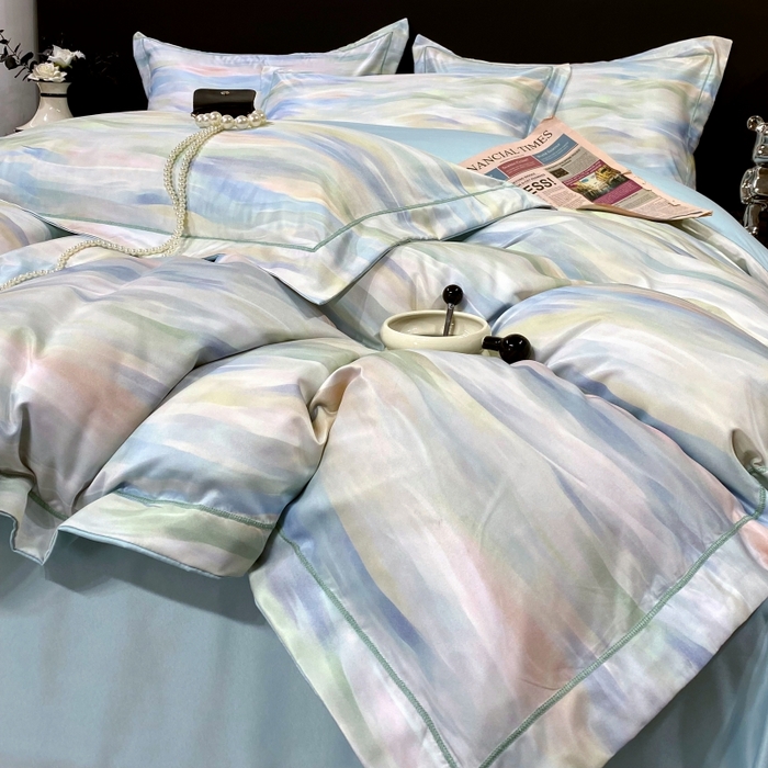 91家纺网 家纺一手货源 找家纺 （总）大麦乐田 2025新款数码印花一字绣宽边四件套