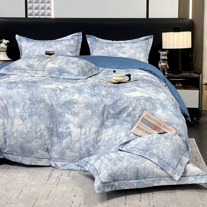 91家纺网 家纺一手货源 找家纺 大麦乐田 2025新款数码印花一字绣宽边四件套 梦境 兰