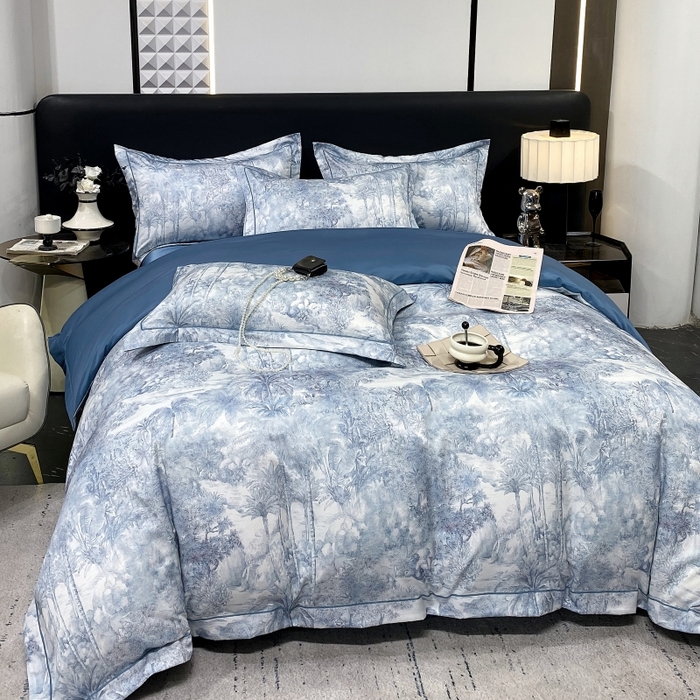 91家纺网 家纺一手货源 找家纺 大麦乐田 2025新款数码印花一字绣宽边四件套 梦境 兰