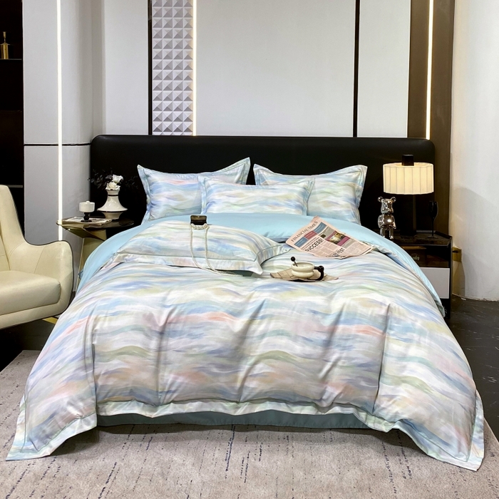 91家纺网 家纺一手货源 找家纺 （总）大麦乐田 2025新款数码印花一字绣宽边四件套