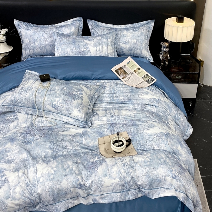 91家纺网 家纺一手货源 找家纺 大麦乐田 2025新款数码印花一字绣宽边四件套 梦境 兰