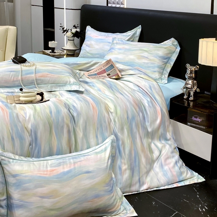 91家纺网 家纺一手货源 找家纺 （总）大麦乐田 2025新款数码印花一字绣宽边四件套